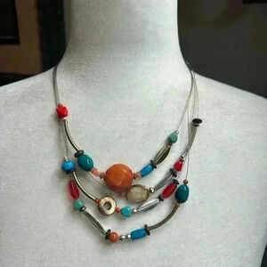 Chico’s turquoise and orange statement necklace